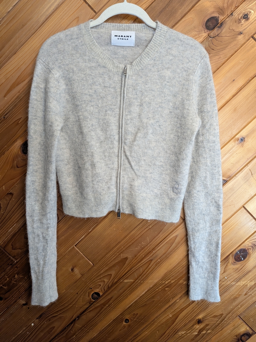 Isabel Marant Etoile Oaka Baby Alpaca Blend Zip Cropped Cardigan Sz 36